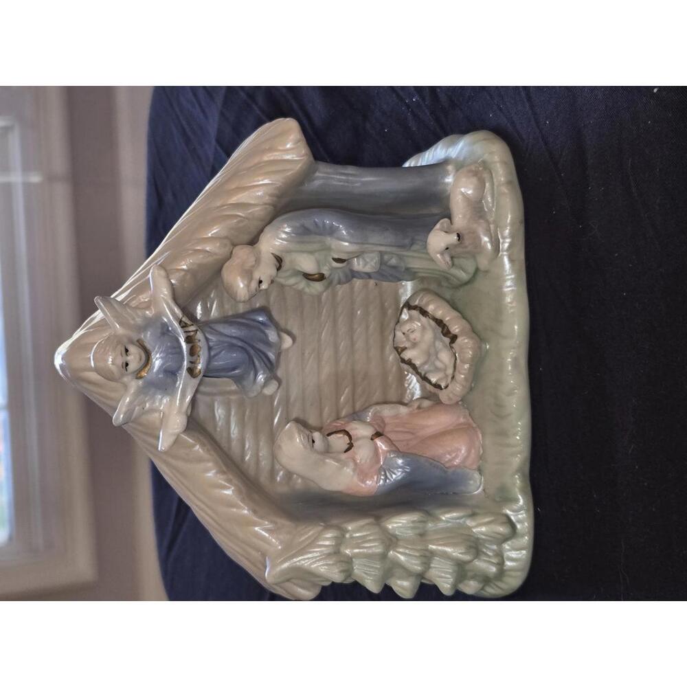 Ceramic Nativity Set Figurine with Stable